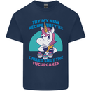 Shut the Fuckupcakes Offensive Funny Unicorn Mens Cotton T-Shirt Tee Top Navy Blue