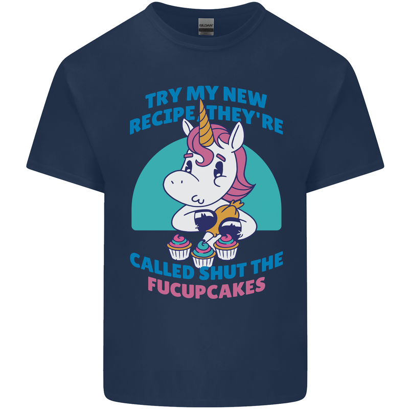 Shut the Fuckupcakes Offensive Funny Unicorn Mens Cotton T-Shirt Tee Top Navy Blue