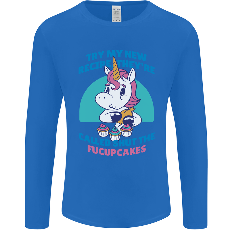 Shut the Fuckupcakes Offensive Funny Unicorn Mens Long Sleeve T-Shirt Royal Blue