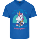 Shut the Fuckupcakes Offensive Funny Unicorn Mens V-Neck Cotton T-Shirt Royal Blue