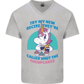 Shut the Fuckupcakes Offensive Funny Unicorn Mens V-Neck Cotton T-Shirt Sports Grey