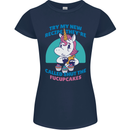 Shut the Fuckupcakes Offensive Funny Unicorn Womens Petite Cut T-Shirt Navy Blue