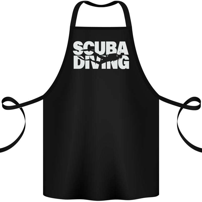 Silhouette Scuba Diving Diver Cotton Apron 100% Organic Black