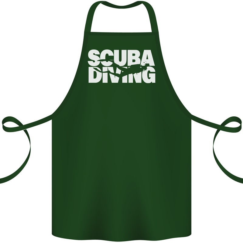 Silhouette Scuba Diving Diver Cotton Apron 100% Organic Forest Green