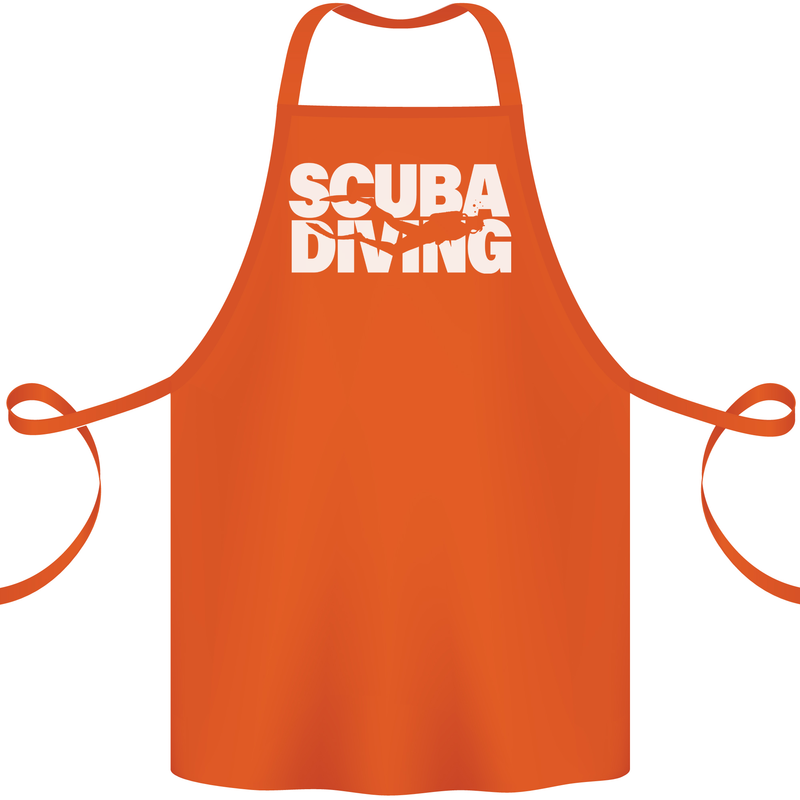Silhouette Scuba Diving Diver Cotton Apron 100% Organic Orange
