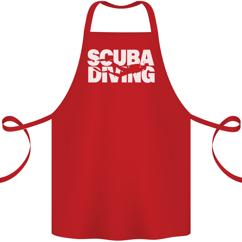 Silhouette Scuba Diving Diver Cotton Apron 100% Organic Red