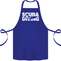 Silhouette Scuba Diving Diver Cotton Apron 100% Organic Royal Blue