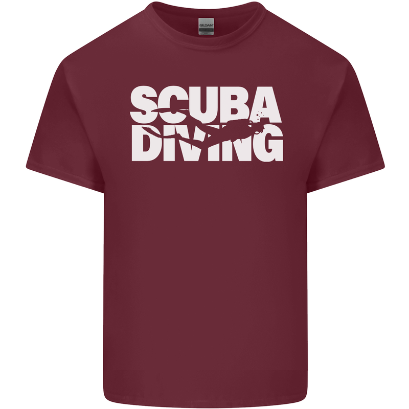 Silhouette Scuba Diving Diver Mens Cotton T-Shirt Tee Top Maroon