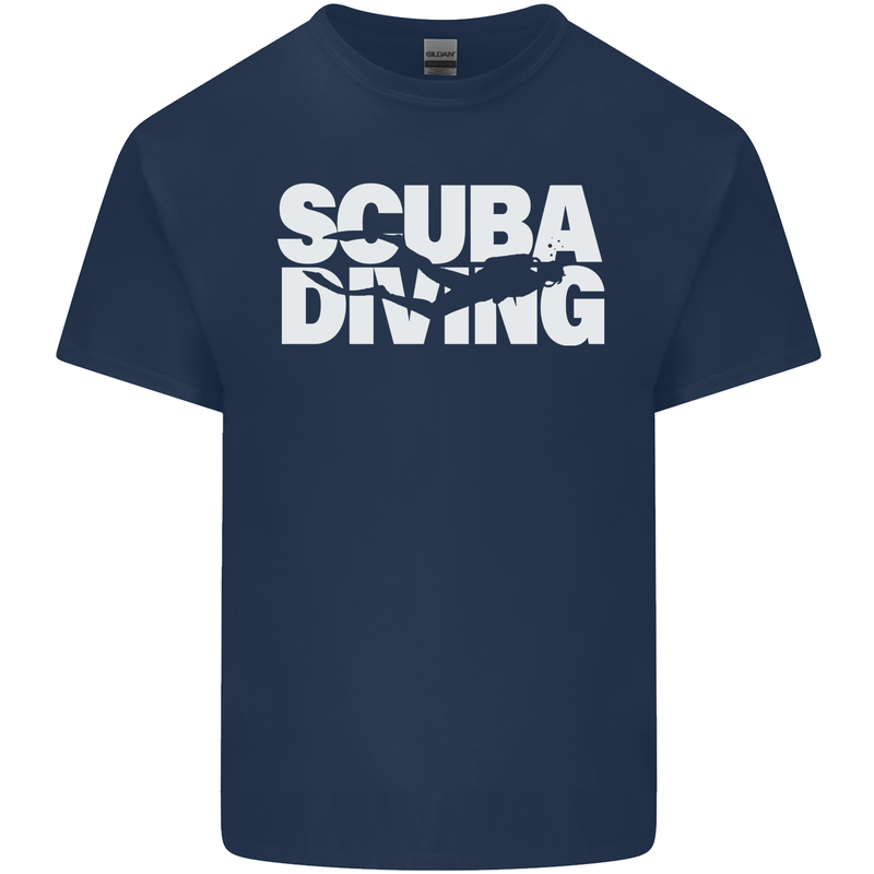 Silhouette Scuba Diving Diver Mens Cotton T-Shirt Tee Top Navy Blue