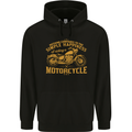 Simple Happiness Biker Motorcycle Motorbike Mens 80% Cotton Hoodie Black