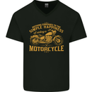 Simple Happiness Biker Motorcycle Motorbike Mens V-Neck Cotton T-Shirt Black