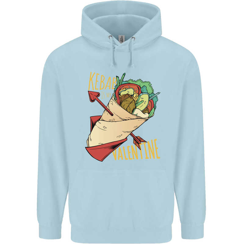 Singles Day Anti Valentines Day Kebab Mens 80% Cotton Hoodie Light Blue