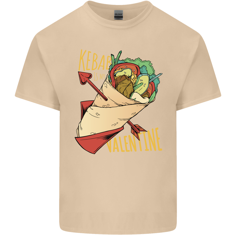 Singles Day Anti Valentines Day Kebab Mens Cotton T-Shirt Tee Top Sand