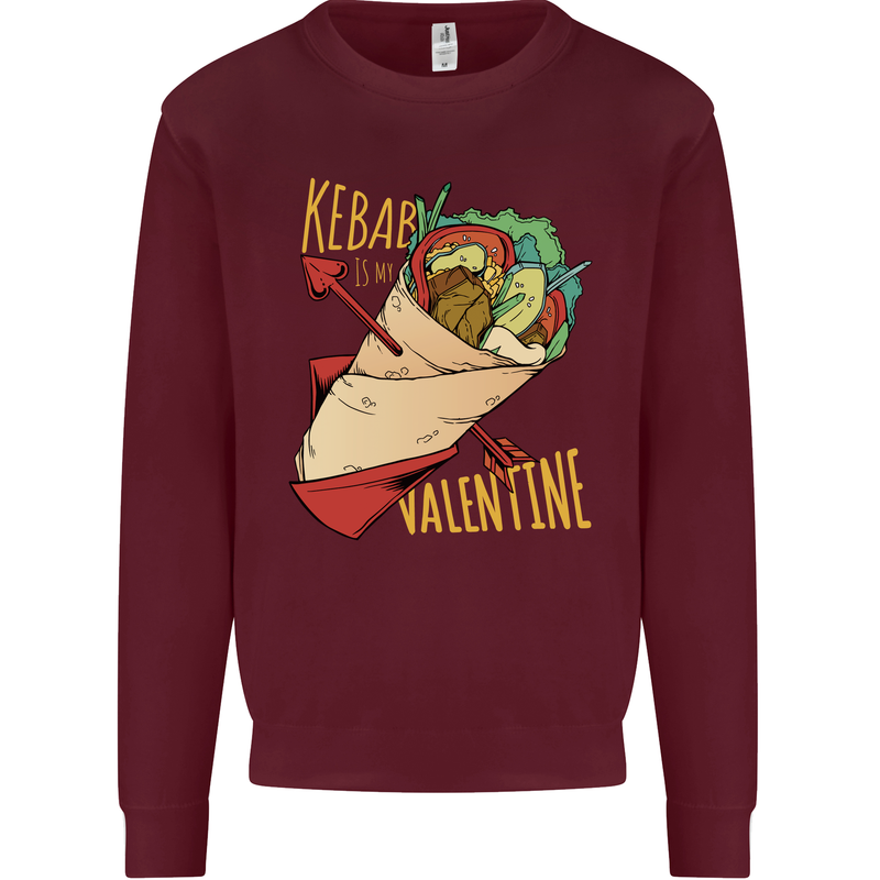Singles Day Anti Valentines Day Kebab Mens Sweatshirt Jumper Maroon