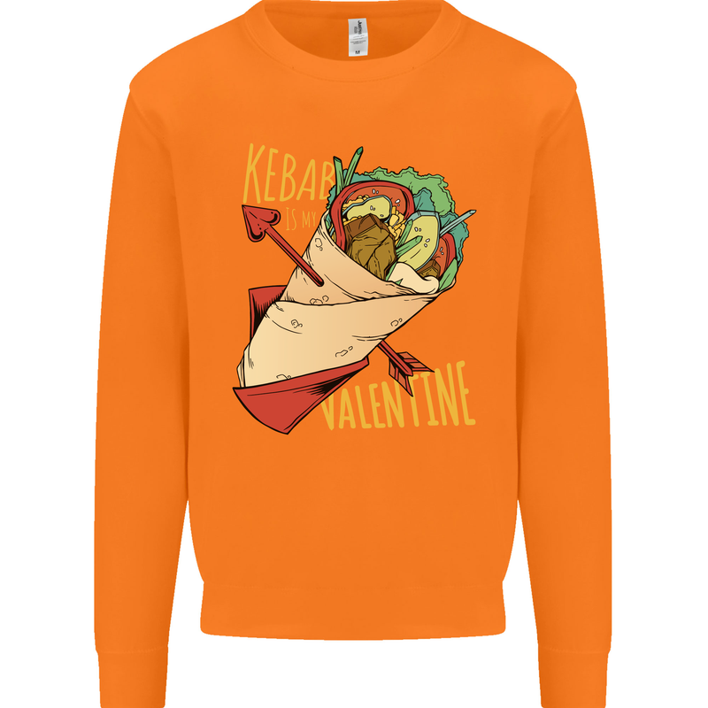 Singles Day Anti Valentines Day Kebab Mens Sweatshirt Jumper Orange