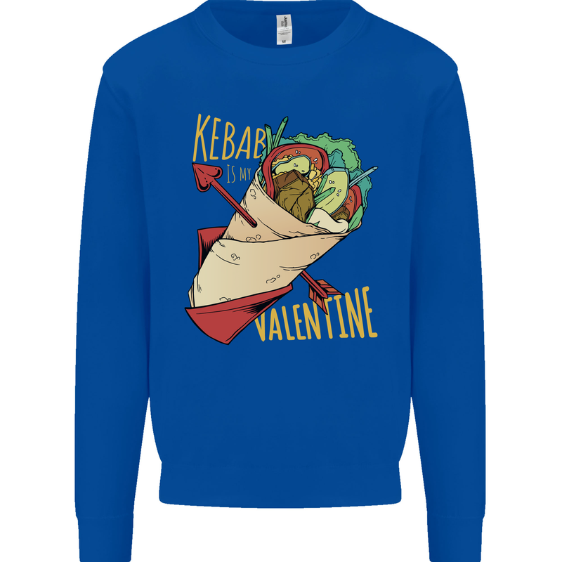 Singles Day Anti Valentines Day Kebab Mens Sweatshirt Jumper Royal Blue