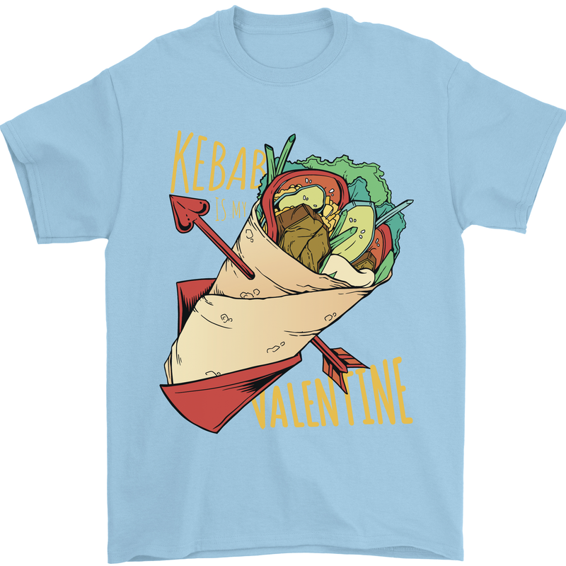 Singles Day Anti Valentines Day Kebab Mens T-Shirt 100% Cotton Light Blue