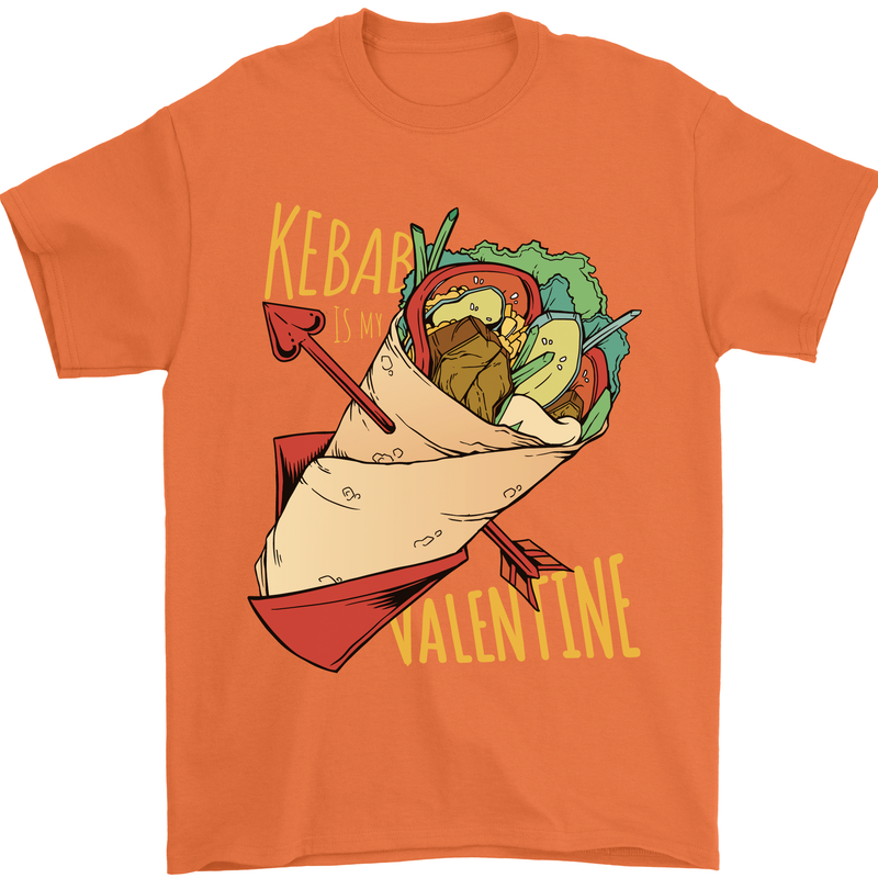 Singles Day Anti Valentines Day Kebab Mens T-Shirt 100% Cotton Orange