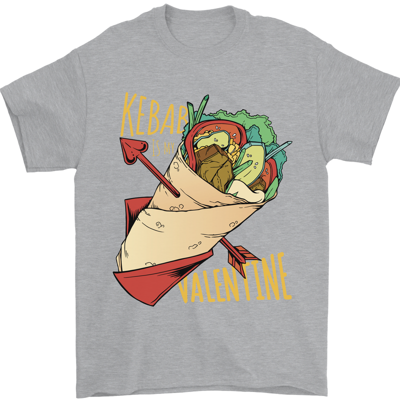 Singles Day Anti Valentines Day Kebab Mens T-Shirt 100% Cotton Sports Grey
