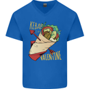 Singles Day Anti Valentines Day Kebab Mens V-Neck Cotton T-Shirt Royal Blue