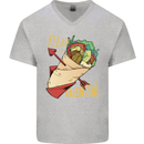 Singles Day Anti Valentines Day Kebab Mens V-Neck Cotton T-Shirt Sports Grey
