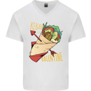 Singles Day Anti Valentines Day Kebab Mens V-Neck Cotton T-Shirt White