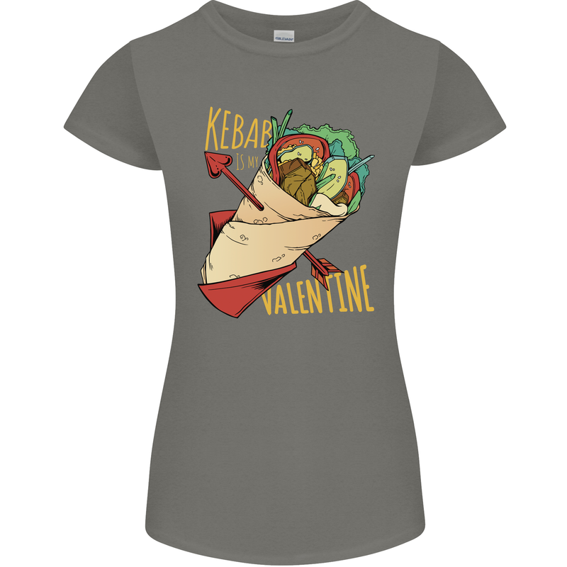 Singles Day Anti Valentines Day Kebab Womens Petite Cut T-Shirt Charcoal