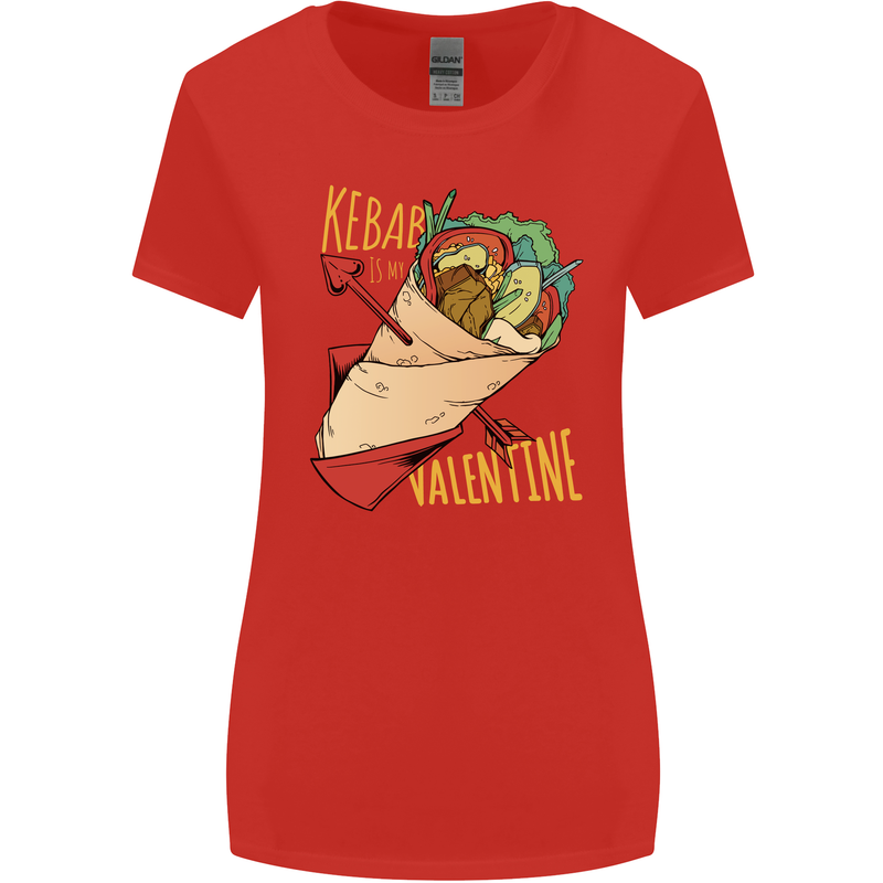 Singles Day Anti Valentines Day Kebab Womens Wider Cut T-Shirt Red