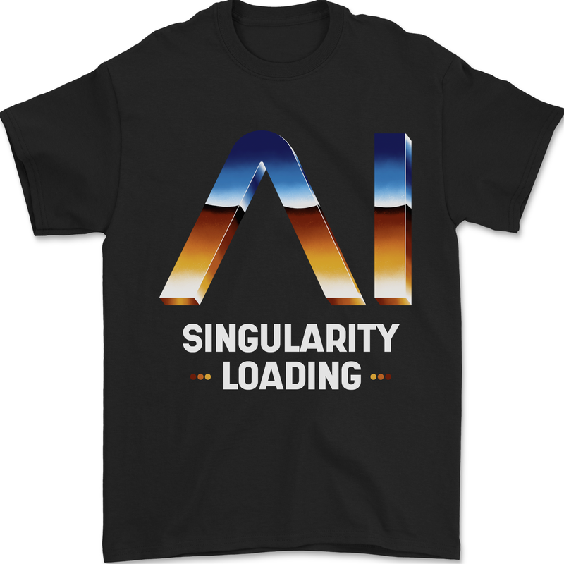 Singularity Loading AI Technology Geek Nerd Mens T-Shirt 100% Cotton Black