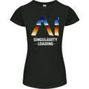 Singularity Loading AI Technology Geek Nerd Womens Petite Cut T-Shirt Black