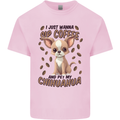 Sip Coffee and Pet My Chihuahua Mens Cotton T-Shirt Tee Top Light Pink