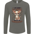 Sip Coffee and Pet My Chihuahua Mens Long Sleeve T-Shirt Charcoal