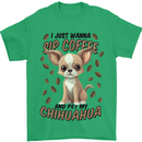 Sip Coffee and Pet My Chihuahua Mens T-Shirt 100% Cotton Irish Green