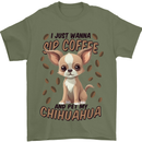 Sip Coffee and Pet My Chihuahua Mens T-Shirt 100% Cotton Military Green