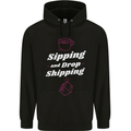 Sipping and Dropshipping Funny Coffee Work Childrens Kids Hoodie Black