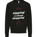 Sipping and Dropshipping Funny Coffee Work Mens Sweatshirt Jumper Black