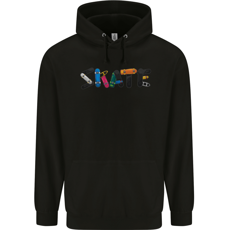 Skate Skateboard Skateboarding Mens 80% Cotton Hoodie Black