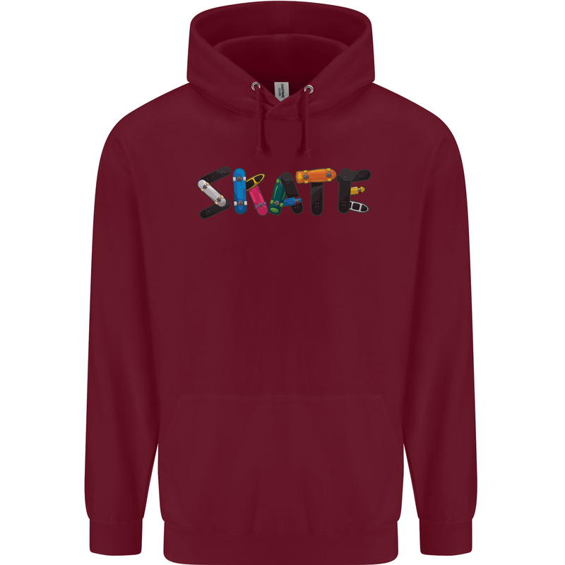 Skate Skateboard Skateboarding Mens 80% Cotton Hoodie Maroon