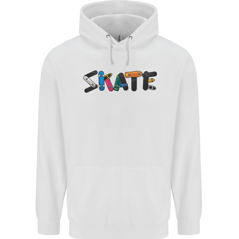 Skate Skateboard Skateboarding Mens 80% Cotton Hoodie White