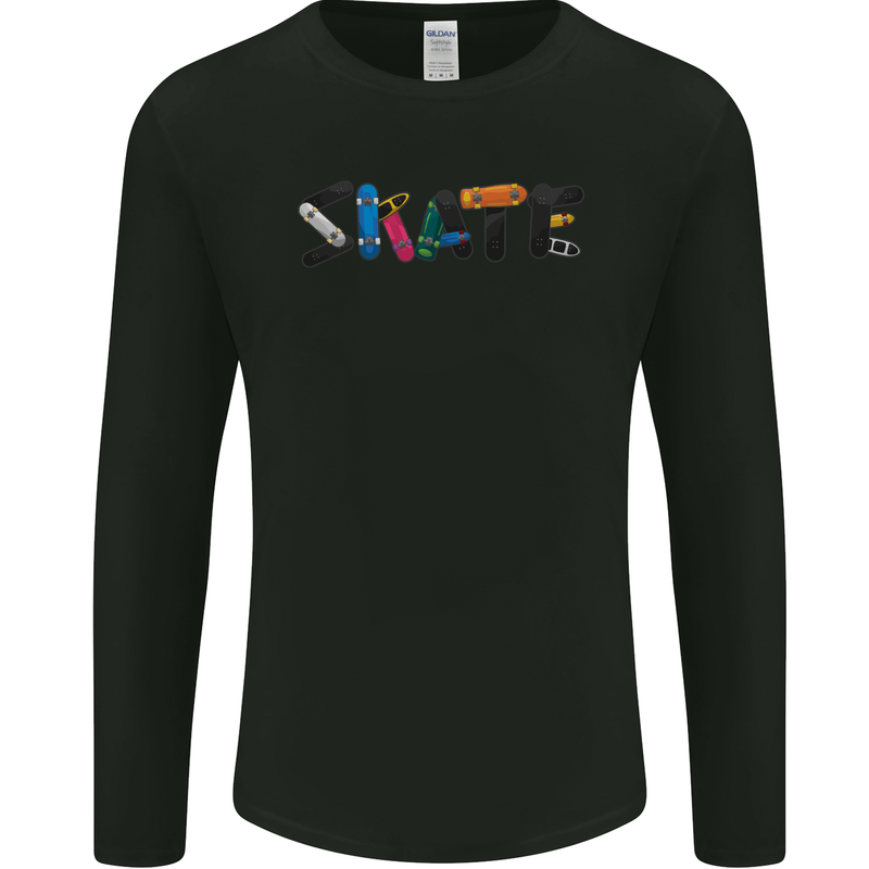 Skate Skateboard Skateboarding Mens Long Sleeve T-Shirt Black