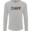Skate Skateboard Skateboarding Mens Long Sleeve T-Shirt Sports Grey