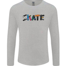 Skate Skateboard Skateboarding Mens Long Sleeve T-Shirt Sports Grey