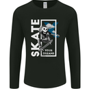 Skate Your Dreams Skateboard Skull Mens Long Sleeve T-Shirt Black