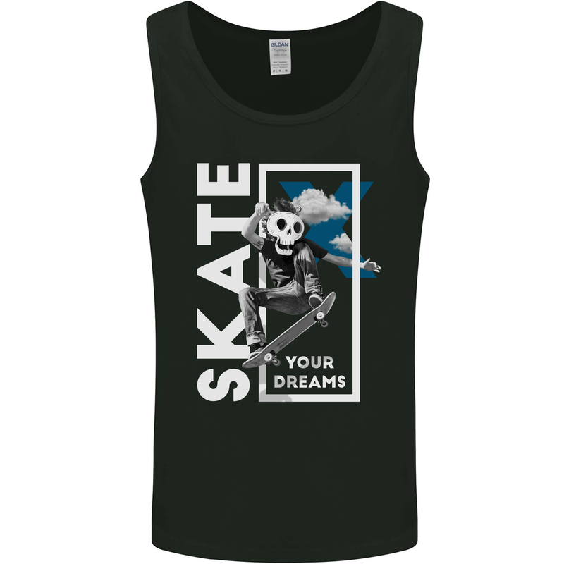 Skate Your Dreams Skateboard Skull Mens Vest Tank Top Black