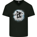 Skateboard Cloud Skateboarder Mens V-Neck Cotton T-Shirt Black