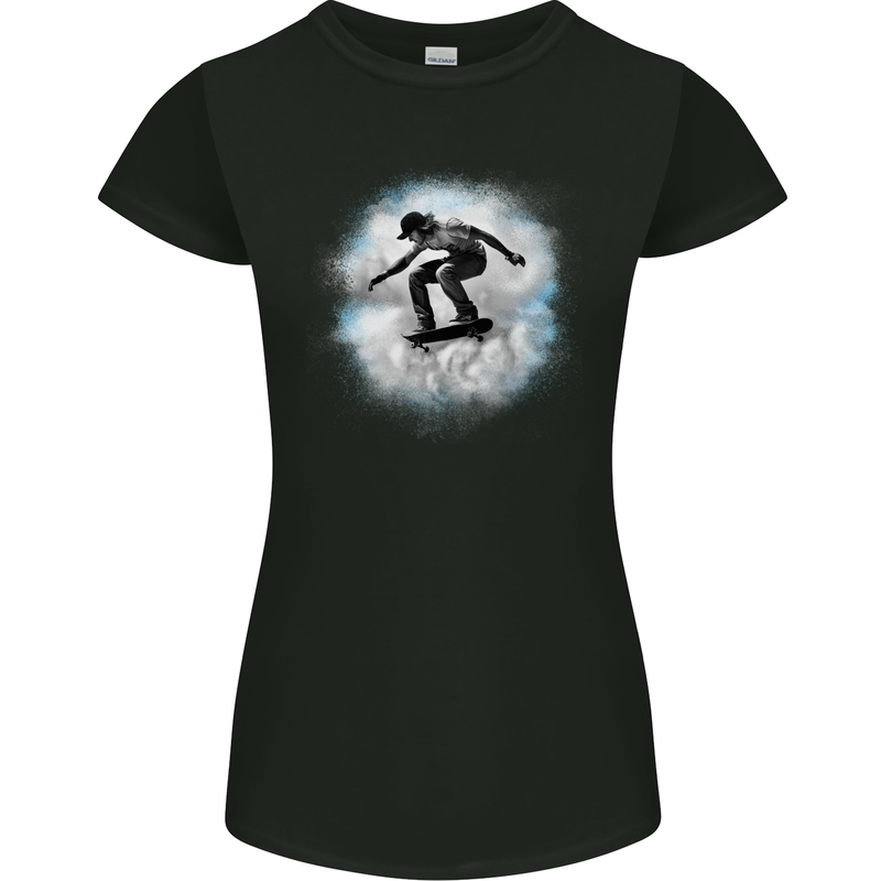 Skateboard Cloud Skateboarder Womens Petite Cut T-Shirt Black