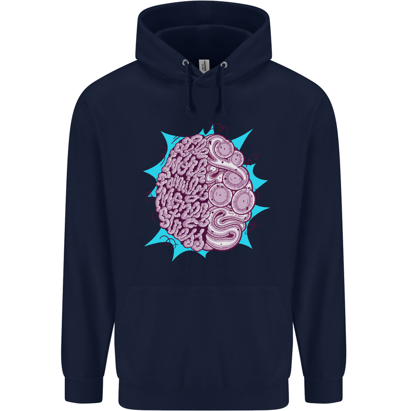 Skatepark Brain Skateboarding Skateboard Childrens Kids Hoodie Navy Blue