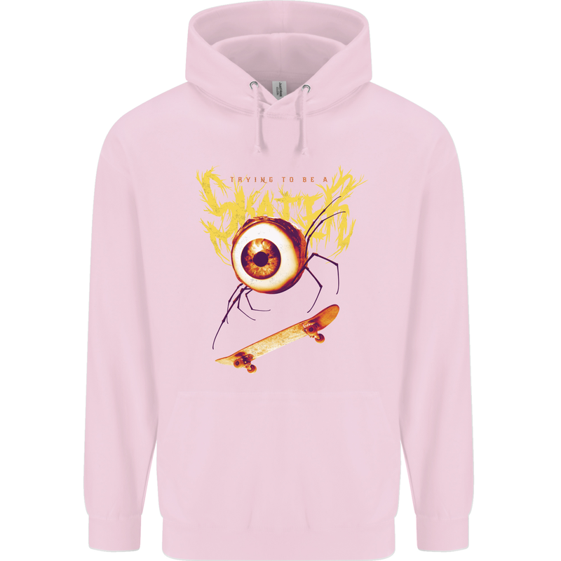 Skater Eye Skateboarding Skateboard Mens 80% Cotton Hoodie Light Pink