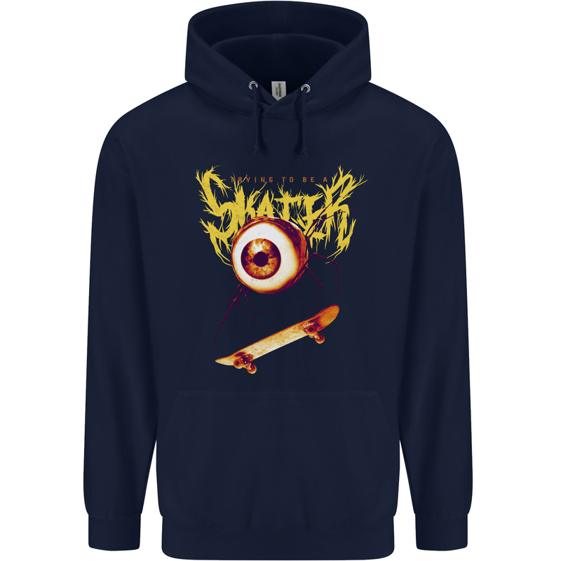 Skater Eye Skateboarding Skateboard Mens 80% Cotton Hoodie Navy Blue