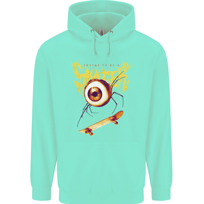 Skater Eye Skateboarding Skateboard Mens 80% Cotton Hoodie Peppermint